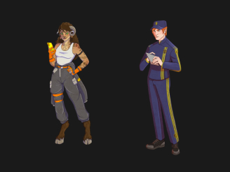 Concept art for both human and rakkuri species. Resembles the images used elsewhere on the site